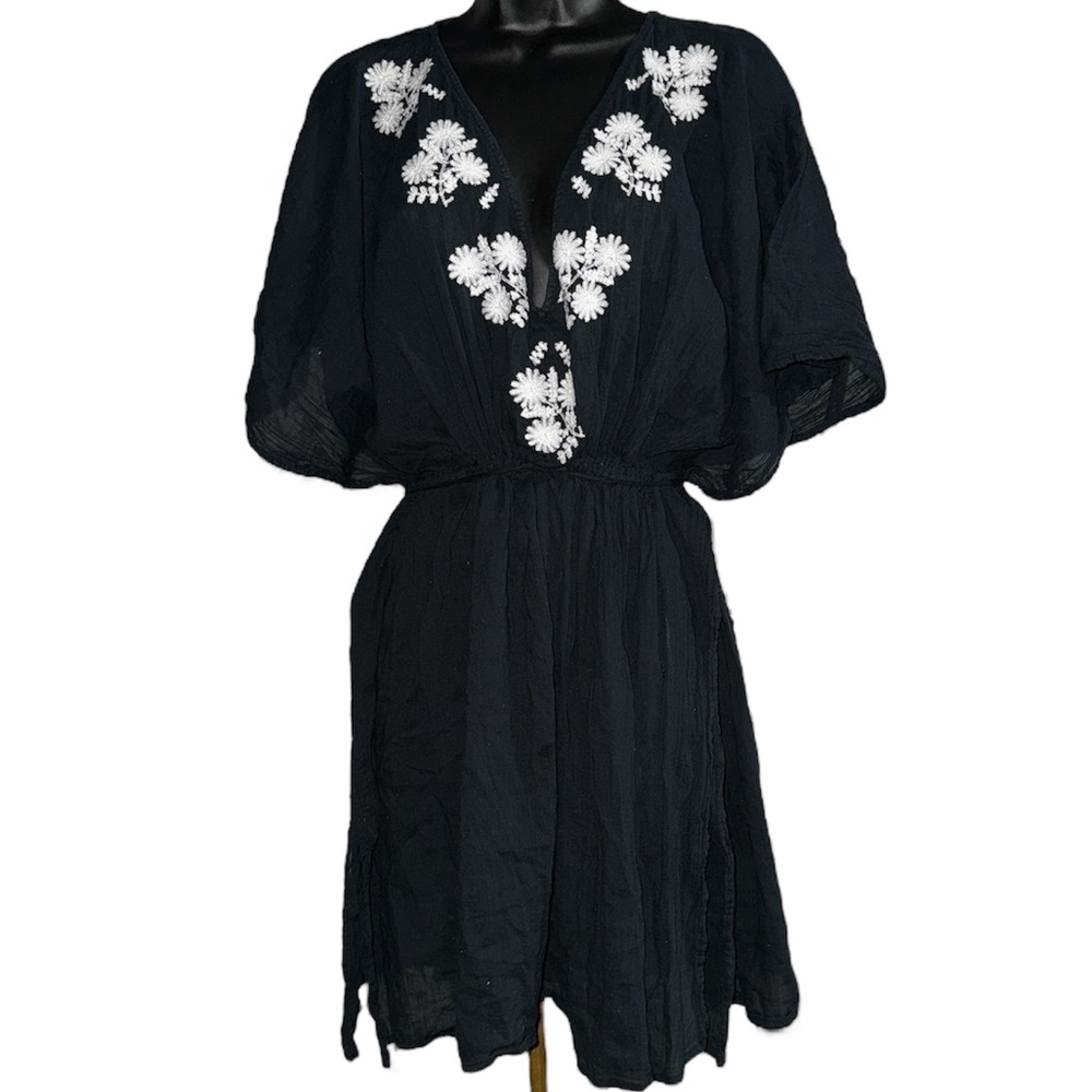 OLD NAVY Blue Embroidered Peasant Top - Size 2X
